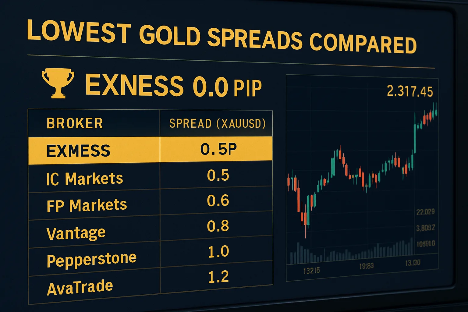 Best Forex Brokers for XAUUSD Trading: Lowest Gold Spreads Compared